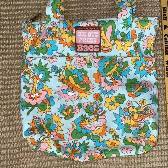 Big Bud Press Bag Butterfly Bash 100% Cotton Tote Bag LA Made Outside Pockets - Picture 2 of 8